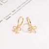 Gold Color Geometric Line Bow Hoop Earrings for Women Fashion Jewelry Light Luxury Allergy Minimalist Accessories