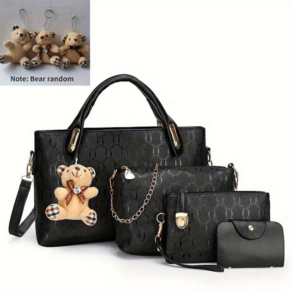 4-piece Set, Brand New Handbag, Shoulder Backpack, PU Leather Cosmetic Bag.
