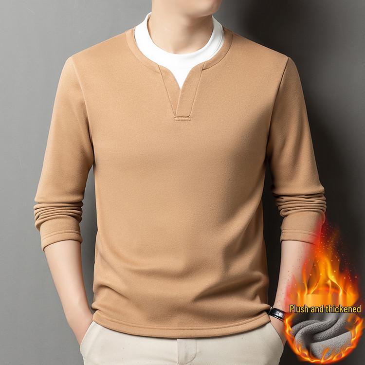 Men’s 2025 Autumn/Winter Long Sleeve Double Collar Patchwork Sweatshirt