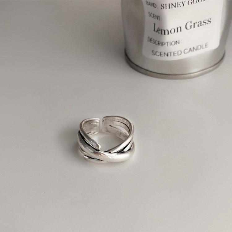 Vintage-inspirierter geometrischer offener verstellbarer Ring aus 925er Sterlingsilber für Damen