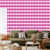 Harlequin Rhombus Wallpaper, purple and white, powder pink background, 50x1000