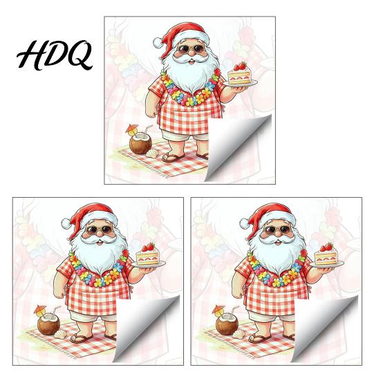 Seasonal Party Supplies Christmas Picnic Santa Claus Wall Sticker Waterproof PVC Plaid Decal Mural Decals with Cake Design Removable Art Decor