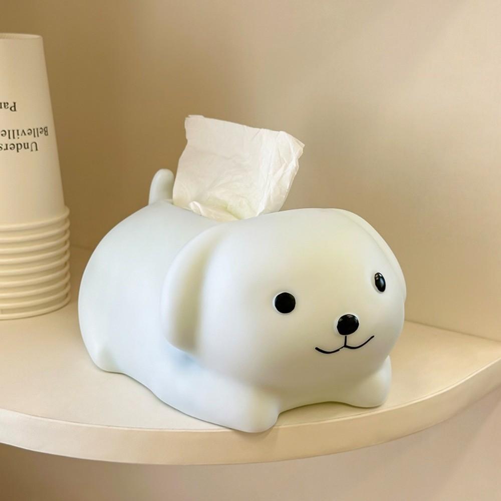Decorative Little Dog Tissue Storage Box Figure Model Little White Dog Model Toy  Children/Kids
