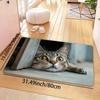 1 x Anti-Ermüdungs-Küchenteppich, verspielter Katzen-Designdruck, wasserdicht, rutschfest, dick gepolstert, Küchenmatte, strapazierfähig, bequeme Stehmatte für die Küche