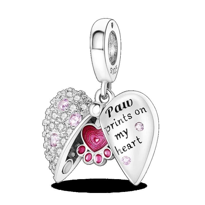 925 Silver Heart Mum Dangle Dream Catcher Charm DIY Jewelry For Women Original Bracelet Beads