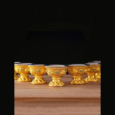 Bofu Auspicious Symbols Water Offering Cups Set with Liner - Holy & Purifying Dharma Protector Bowls