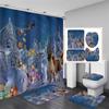 Santa Christmas Shower Curtain Set Bath Mat Anti -Slip Carpet Bathroom Partition Waterproof Home Decoration Cortinas Para Ba ñO