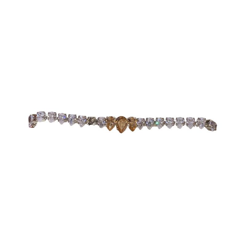 Korean Style Cubic Zirconia Line Buckle Bracelet: Minimalist, Luxurious, Versatile Women's Jewelry.