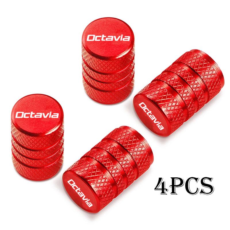 HRQB8 4PCS Car Wheel Tire Valve Caps Tyre Stem Covers Airdust Waterproof For Skoda OCTAVIA Auto Accessories