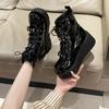Fashion Punk Style Thick Bottom Motorcycle Boots Women's Platform Gothic Shoes Round Toe High Heel Ankle Booties Rubber Outsole