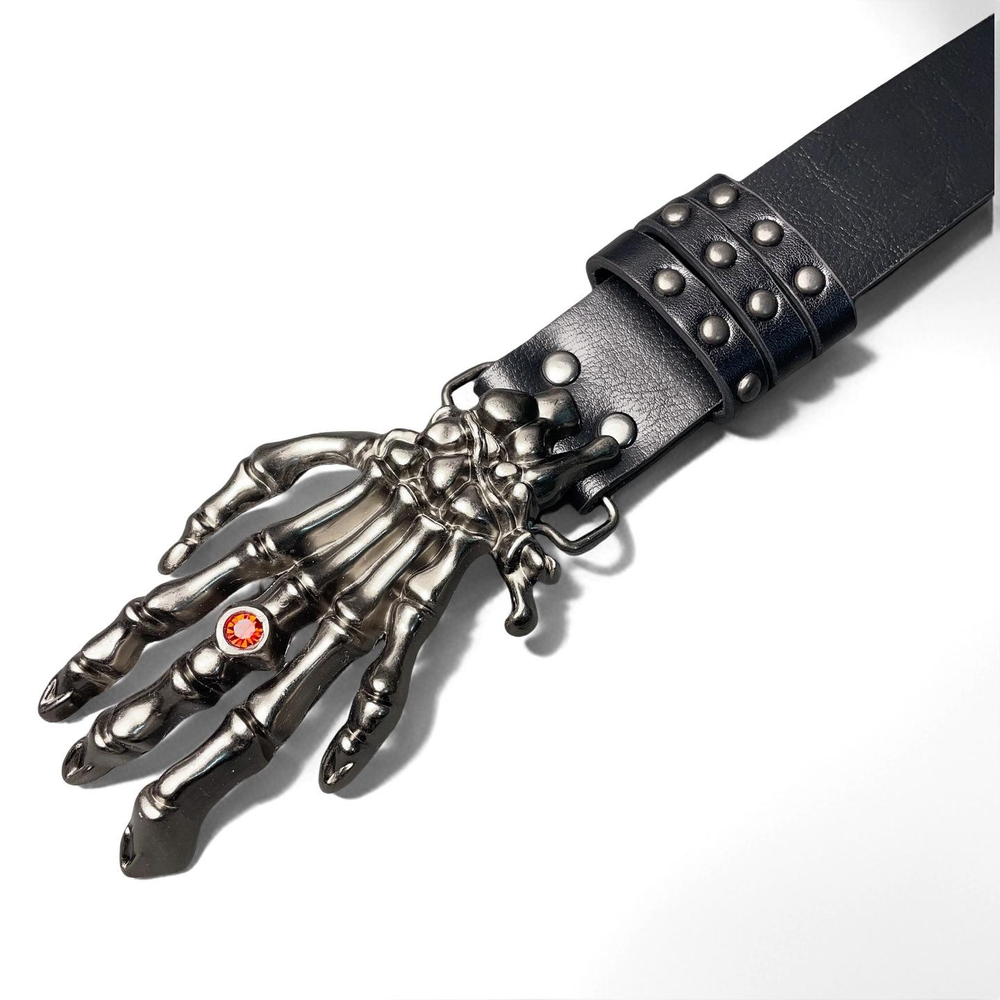 

Mary Skull y2k rivet belt men and women punk style personality hip hop belt fashion versatile decorative belt hipster 105cm червоний