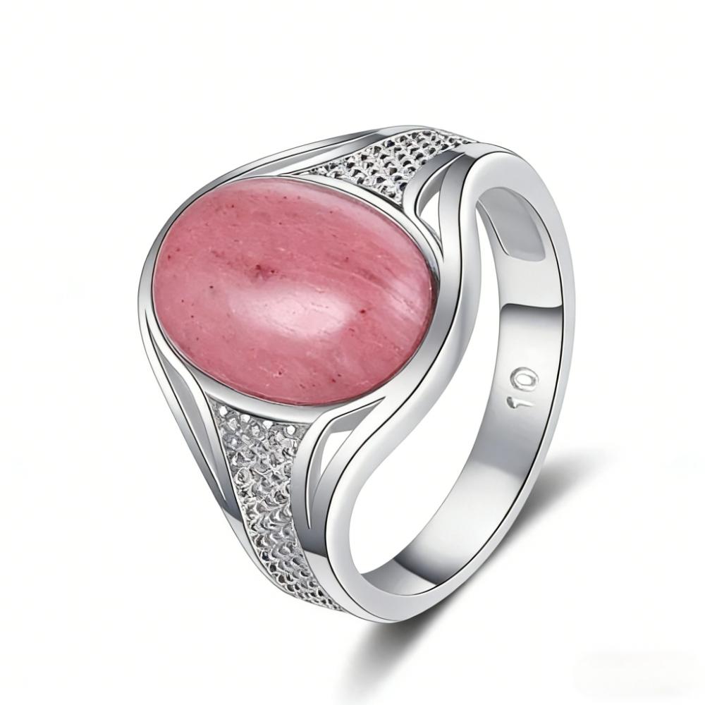 Lover's Vintage 10*14mm Bluesand Stone Ring for Women Men CopperPlated Oval Natural Gemstone Jewelry Party Anniversary Gift