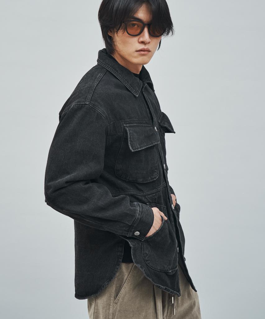Maniamass Multi-Pocket Denim Fatigue Jacket (Rockchic Jk Bk)
