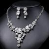 3pcs Elegant and Intellectual Round Zircon Alloy Women's Bridal Necklace Earrings Set Party Dress with Zircon Accessories