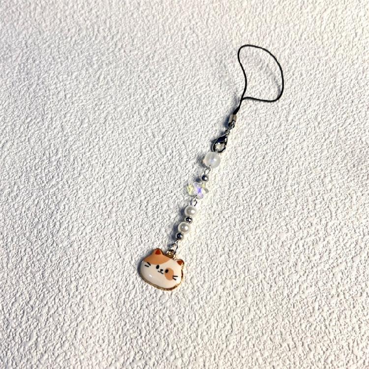 Lovely Cat Phone Charm Pendant Creative Creative Animal Keychain Phone Accessory Trendy Beaded Charm for Stylish Women