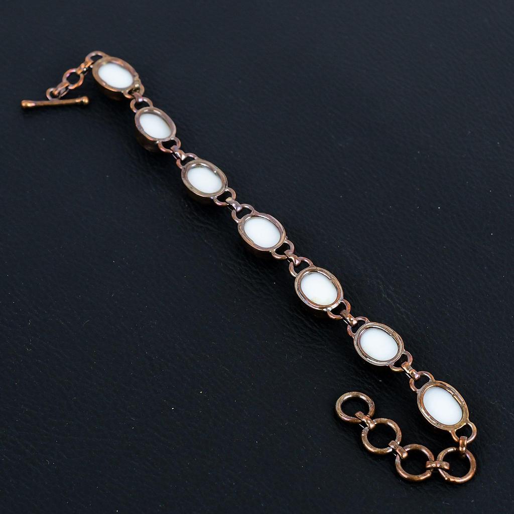 White Coral Bracelet, Handmade Gemstone Bracelet, Copper Electroformed Antique Jewelry, For Engagement Gift