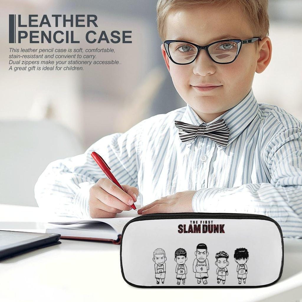 Slam Dunk Leather Pencil Large Suitable for High School Fashionable and Cute Pencil Perfect for School Entrance 20x9x4cm Case, Capacity, Students,