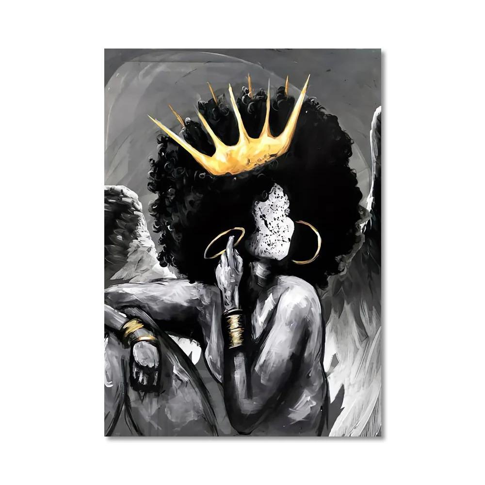 Black Woman With Crown Model Wall Art Poster Faceless Nordic Mural Modern Home Decor Canvas Pictures Prints Living Room Decorate