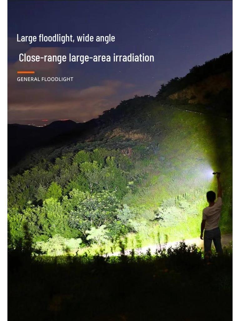 Rechargeable High-Power LED Flashlight with Telescopic Zoom, Super Bright Long-Range Spotlight for Outdoor and Household Use