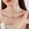Ailmay Sparkling Clear Zircon 925 Sterling Silver Round Pendant Necklace For Women Wedding Engagement Fine Female Jewelry