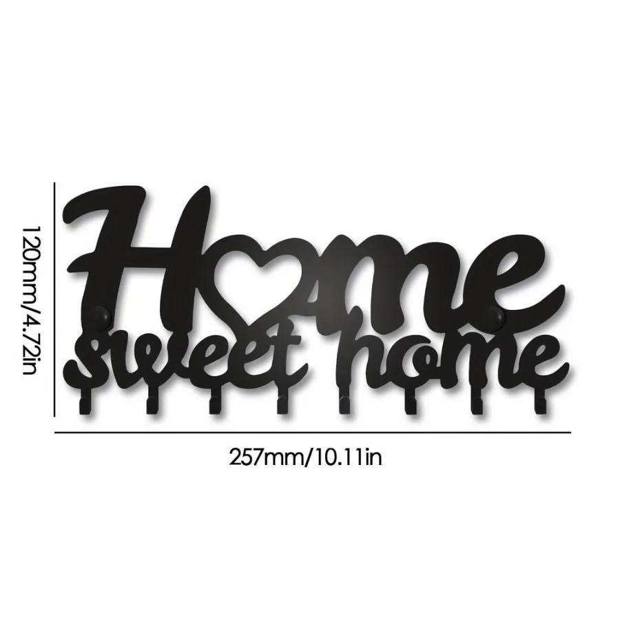 Black Metal Wall-Mounted Key Holder Hooks – Artistic Iron Coat Rack for Entryway, Kitchen, and Home Décor