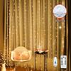 Colorful LED Curtain String Lights with Hooks, 3x3m USB and Remote Control for Christmas Decorations.