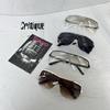 Uv400 Glasses Lightweight Half Rimless Sunglasses Oversized Sunglasses Minimalist Bronze Metal Frame Shades For Driving Street