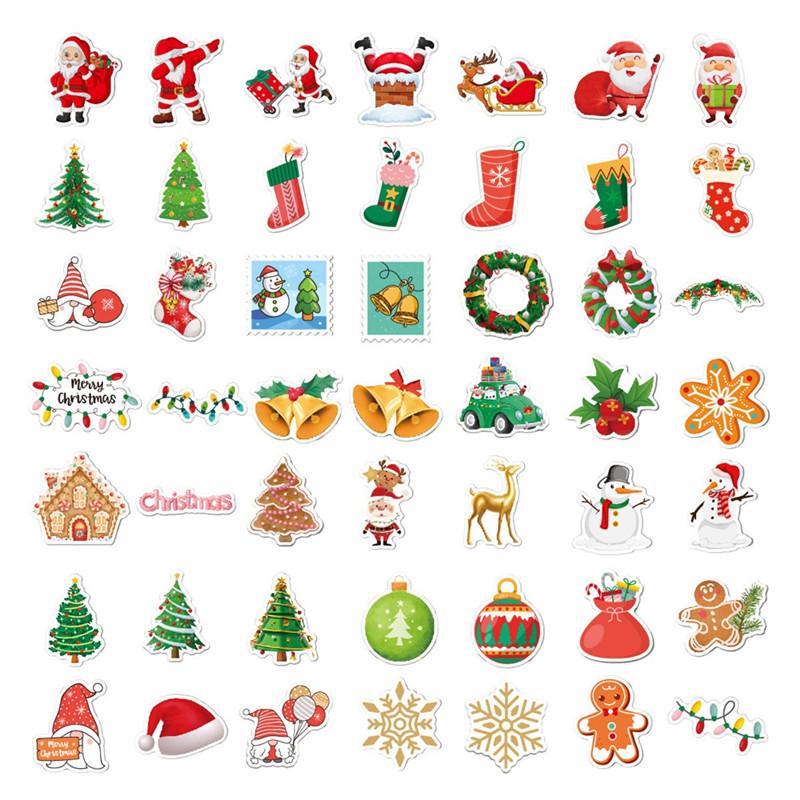 100pcs Christmas Stickers Decals Waterproof Self Adhesive for Water Bottles Pad Skateboard Luggage Phone