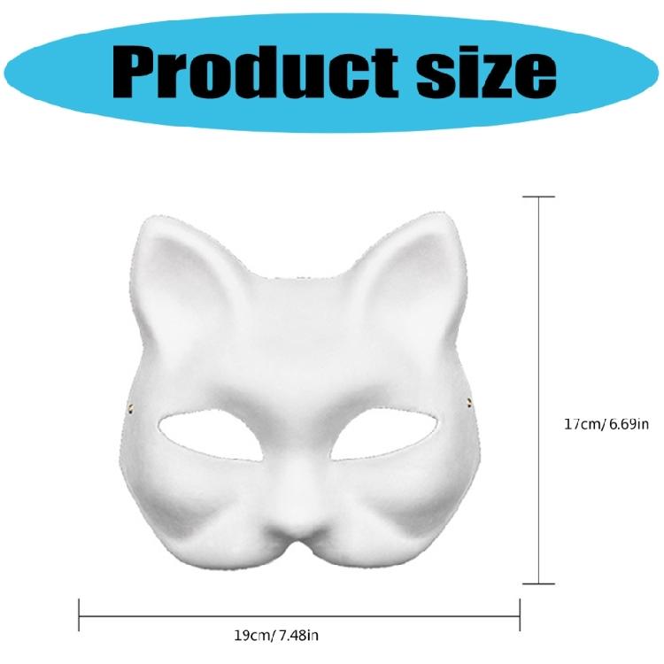 6Pcs Unpainted Cats Mask Set Includes Furry Trim Eye Mesh Sticker Felted Cloth for Painting Unpainted Masquerades Mask