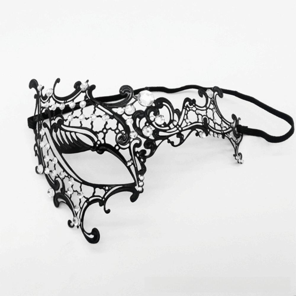 High Quality Vintage Half Face Mask Lace Metal Hollowed-out Masquerade Party Mask Diamond Inlaid Elastic Bands Princess Mask