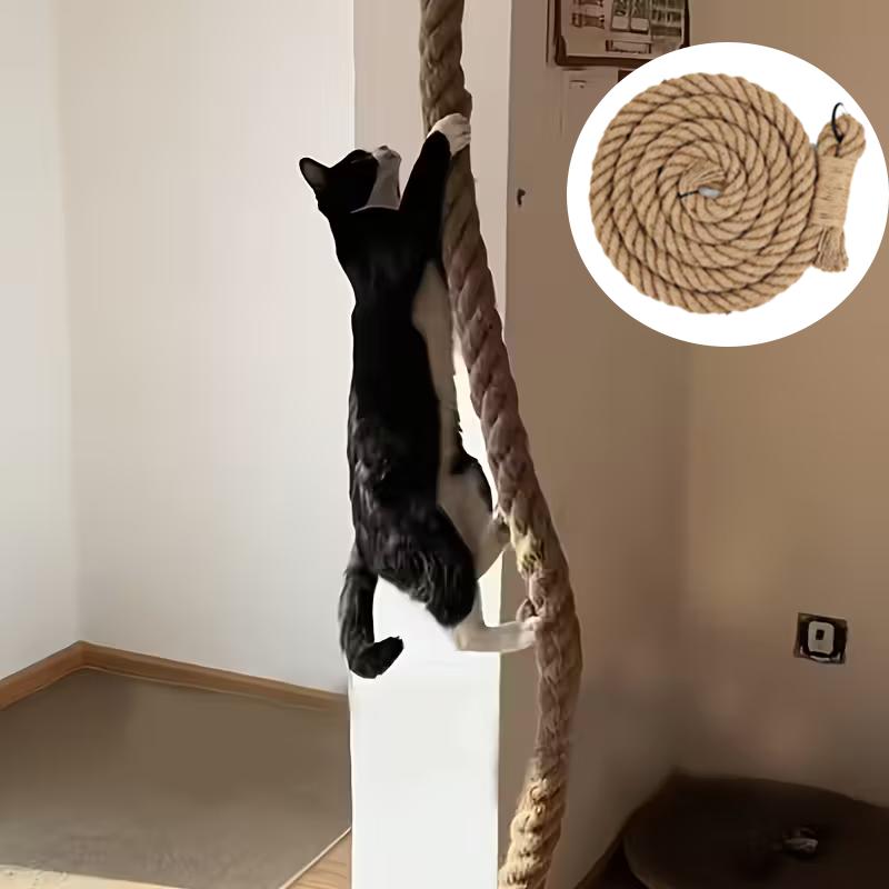 1 Wandmontierte Kletterseil-Sprungplattform für Katzen, Dickes Natürliches Hanfseil, Geeignet für Wohnungskatzen, Erwachsene Katzen
