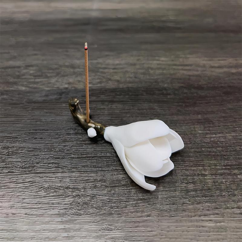 Ceramic Handmade Magnolia Flower Incense Stand Creative Indoor Zen Incense Holder Incense And Tea Ceremony Decoration Gift