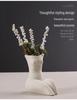 Nordic White Ceramic Human Body Art Vase - Decorative Sculpture for Home