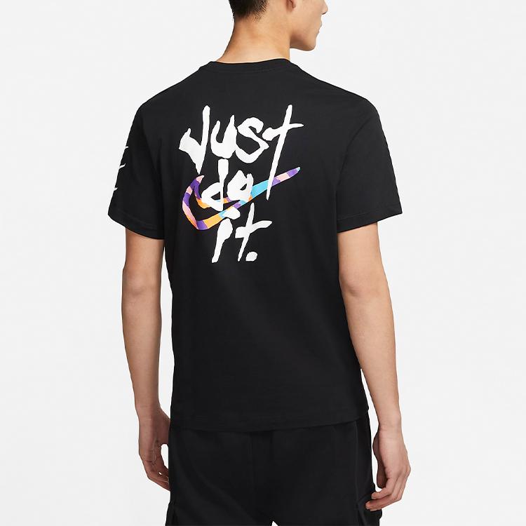Nike Contrast Letter Print Sports T-Shirt Men Tops Black DB6136-010