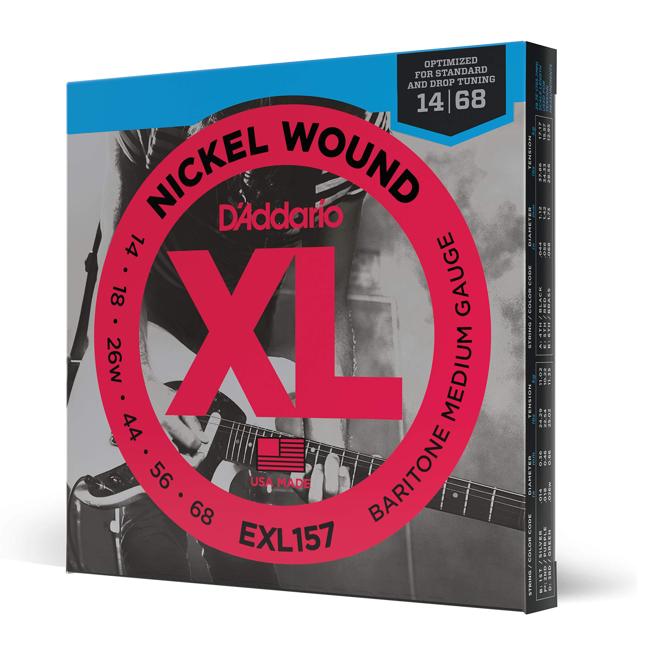 electric guitar strings XL Nickel Baritone Medium EXL157 D Addario .014-.068