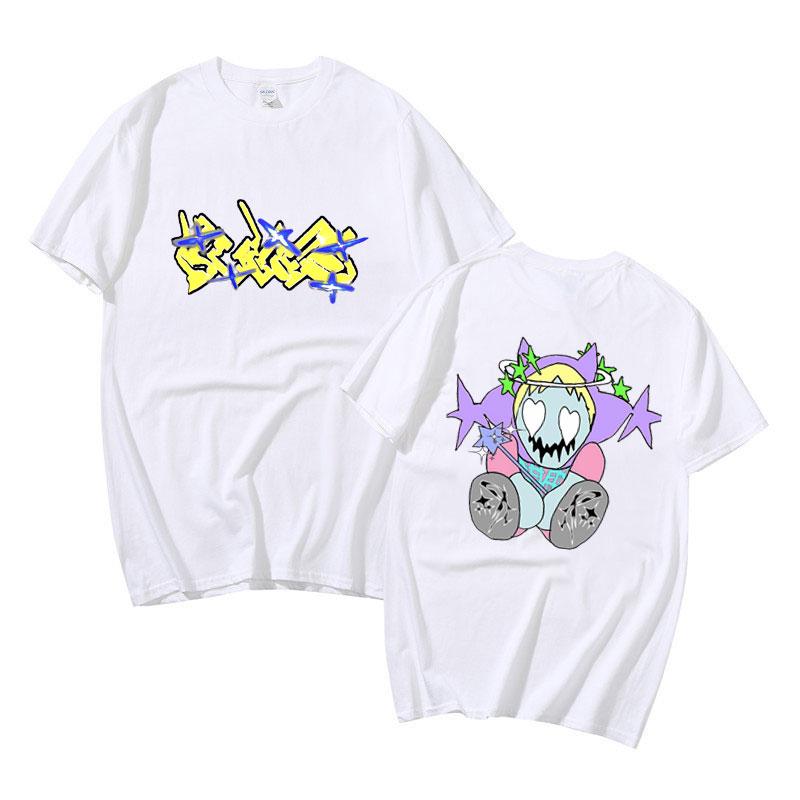 Rapper Bladee Skate Drain Gang 333 Double Sided Print T Shirts Unisex Hip Hop Loose Short Sleeve Men Women Fashion Cotton Tshirt