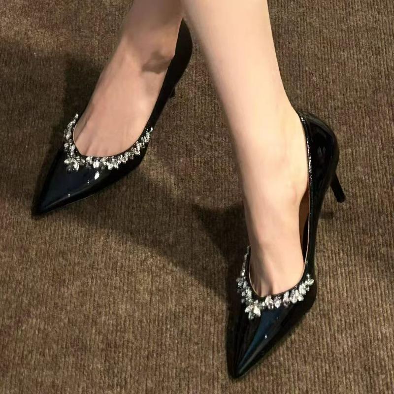 Women's Shoes 2025 Brand Shallow Women's High Heels Fashion Crystal Solid Party Pumps Women Sexy Pointed Toe Heels Women Zapatos