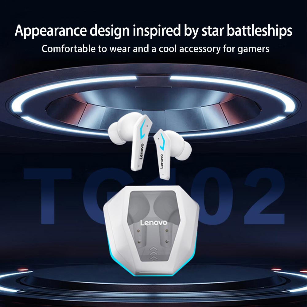 Écouteurs Bluetooth 5.4 d'origine Lenovo TG102, casque de sport sans fil intra-auriculaire, jeu, faible latence, double mode, musique