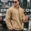Men's Stand Collar Color Long Sleeve Zip-Up Lined Jacket for Casual Wear