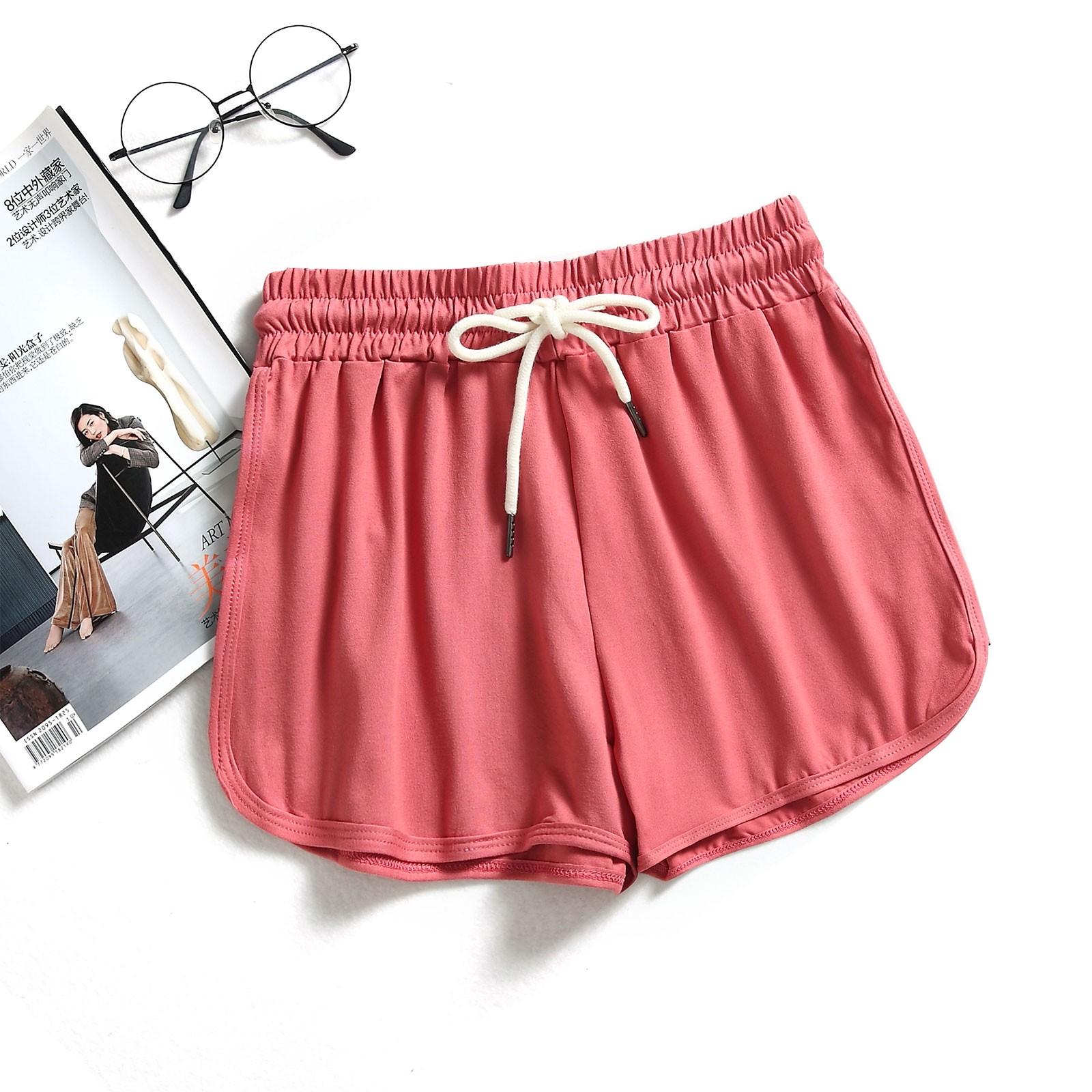 

Женские летние модные универсальные гладкие эластичные спортивные шорты XL красный