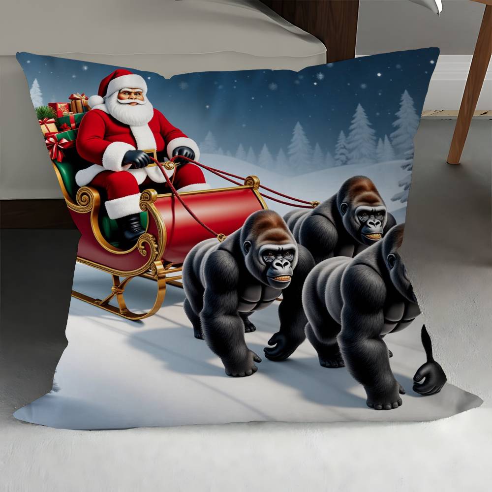 

Santa Claus Riding His Sleigh Pulled By Reindeers Pillow Gifts Home Office Furnishings Bedroom Sofa Car Cushion Cover Case 12x12Inch