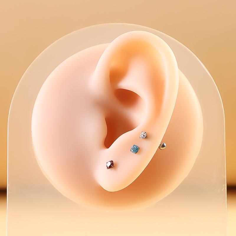 G23 Titanium CZ Zircon Ear Piercing Studs: Threaded, Fashionable Cochlea Jewelry Earrings