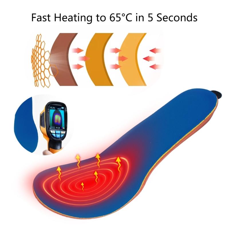 Winter Electric Heated Shoe Pads with Remote Control Rechargeable Foot Warmer Wireless Heated Insoles 3 Heat Settings