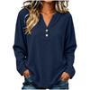 Women's Color V-Neck Long Sleeve Loose Fit Top for Casual Everyday Wear