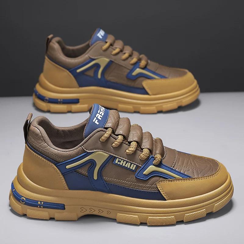 

2025 New Hot Men s Shoes Four Seasons Leather Mesh Shoes Low Top Casual Sports Shoes for Men Sneakers Trainer Men shoes for men 39 синій