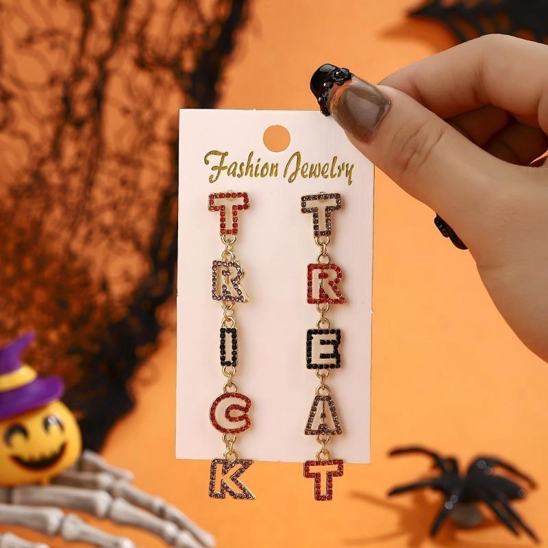 Hot Sale Halloween Stud Earrings Combination Cartoon Funny Pumpkin Head Ghost Bat Element Stud Earrings Set