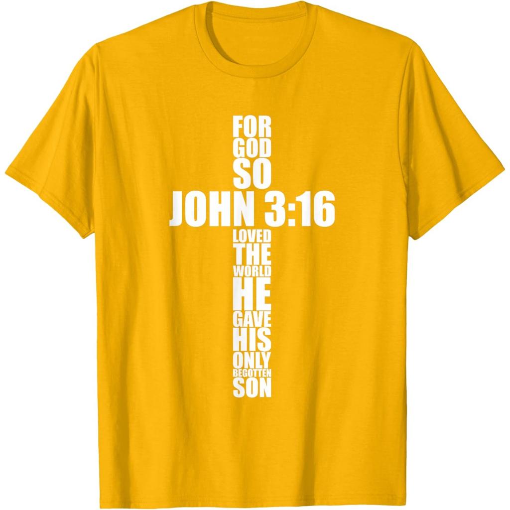 John 316 Cross Christian Bible Verse Religious Graphic Tshirt Men Casual