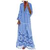 Women's Fashion Casual Long Sleeve Tassels Bohemian V-Neck Lace Plus Size Dress