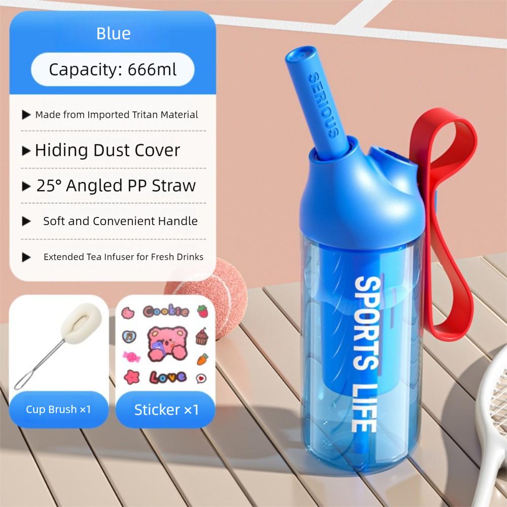 Dustproof Sport Water Bottle 666/888ml Outdoor Water Mug Reusable Drinking Cup with Straw  Juice