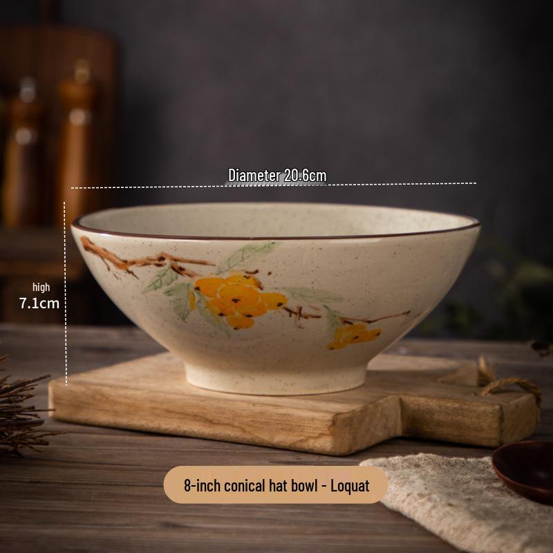 Vintage Ink Wash Ceramic Dòulì Noodle Bowl - High-Footed Underglaze Tableware for a High-End, Unique Feel.